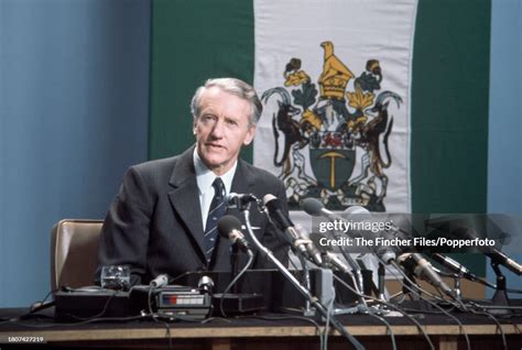 Rhodesia Prime Minister Ian Smith Addressing A Press Conference In