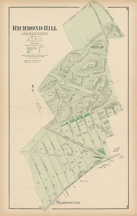 Richmond Hill New York 1873 Map Replica And Genuine Original Etsy