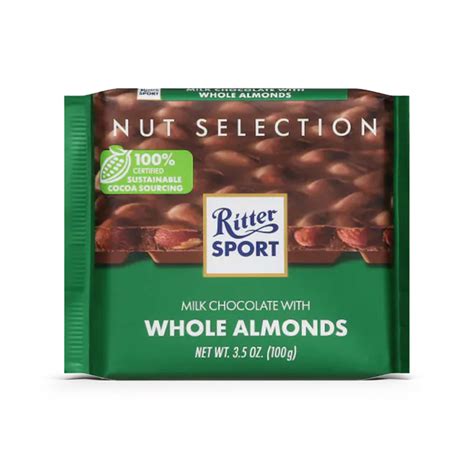 Ritter Sport Chocolate Bar Milk Chocolate Whole Almonds 3 5 Oz Ritter Sport Chocolate Bar Milk Chocolate Whole Almonds 3 5 Oz