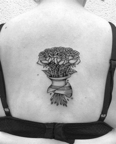 Rose Bouquet Tattoo On The Back Tattoogrid Net