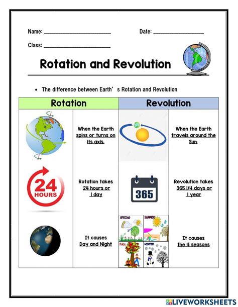 Rotation Amp Revolution Worksheet Rotation Revolution Worksheets For