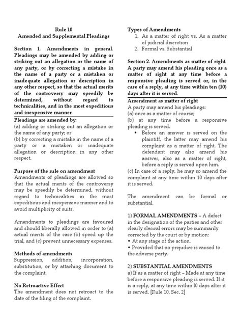 Rule 10 Amendments Pdf Pleading Complaint