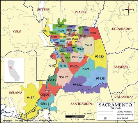 Sacramento California Zip Codes Map Stanfords