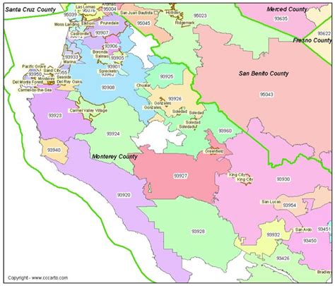 Salinas Zip Codes Map Monterey County Zip Codes Map California