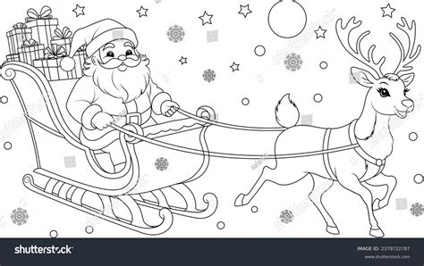 Santa Sleigh And Reindeer Coloring Page Coloring Pages