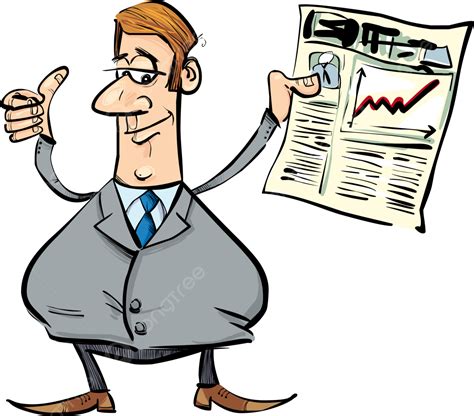 Satisfied Businessman With Newspaper Chart Illustration Businessman