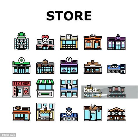 Shop Store Market Sale Icons Set Vector Stock Vector Illustration Of