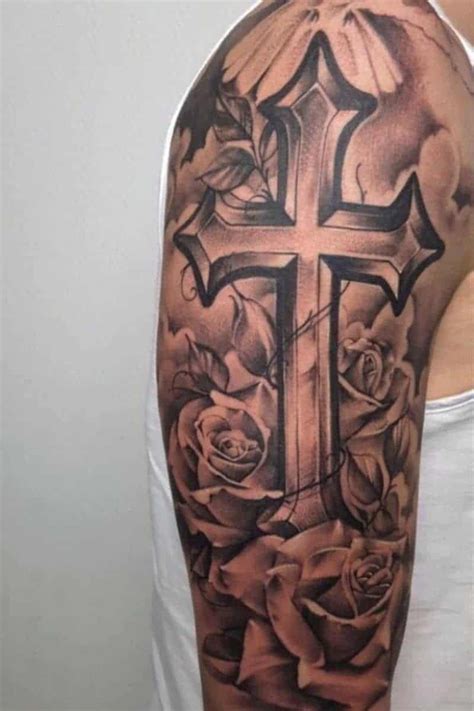 Shoulder Tattoo Men Cross