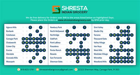 Shresta Indian Grocery Delivery Schedule By Location Shresta Indian Grocery Delivery Schedule By Location