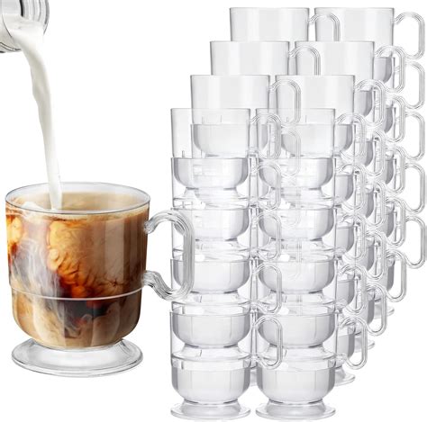 Sieral 100 Count Disposable Plastic Coffee Cups Elegant Clear Tea Cups