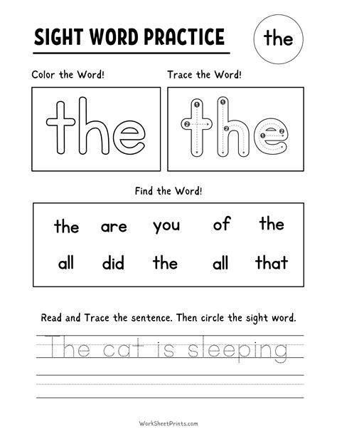 Sight Words Worksheets Lists Practice Free Printables