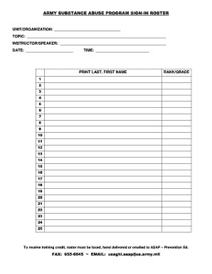 Sign In Roster Printable Fill Online Printable Fillable Blank