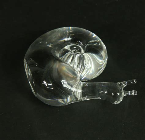 Signed Steuben Clear Crystal Snail Designed By Lloyd Atkins Signed Signed Steuben Clear Crystal Snail Designed By Lloyd Atkins Signed