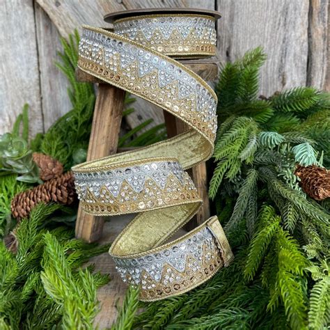 Silver And Gold Christmas Ribbon Etsy