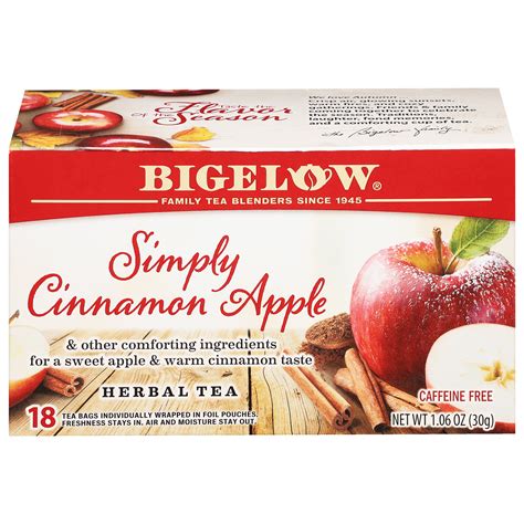 Simply Cinnamon Apple Herbal Tea Case Of 6 Boxes Total Of 108 Tea Bags Bigelow Tea