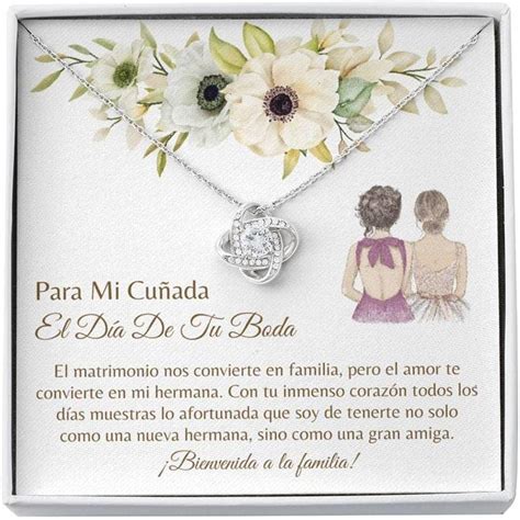 Sister Necklace Cunada Regalo Boda Latina Sister In Law Carta Cunada Boda Spanish Wedding Gift Wedding Necklace Thegiftio Uk