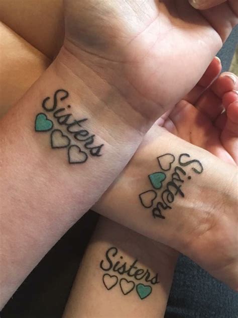 Sister Tattoos For 3 Hearts 50 Matching Tattoos Sisters Can Get