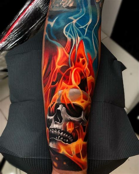 Skull And Flames Tattoo