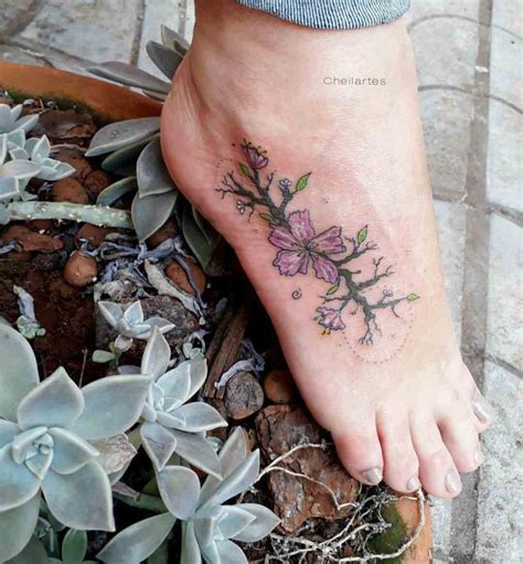 Skull Flower Tattoo On Foot At Jack Black Blog