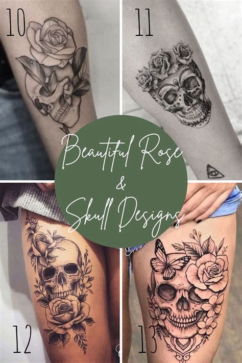 Skull Flowers Tattoos For Girls