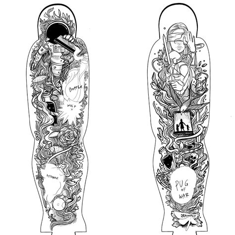 Sleeve Tattoo Drawing Template