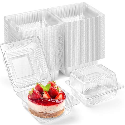 Small Disposable Plastic Clamshell Cookie Dessert Box Clear Hinged Lid