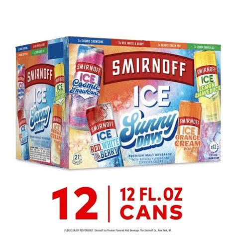 Smirnoff Ice Sunny Days, 12 Fl Oz, 12 Pack Variety Cans, 4.5% Abv (12 ... Smirnoff Ice Sunny Days, 12 Fl Oz, 12 Pack Variety Cans, 4.5% Abv (12 ...