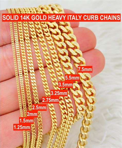 Solid 14K Gold Italian Curb Chain 14K Heavy And Durable Curb Chain