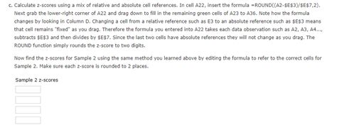 Solved C Calculate Z Scores Using A Mix Of Relative And Chegg Com