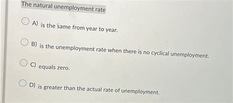 Solved The Natural Unemployment Ratea Is The Unemployment Chegg Com