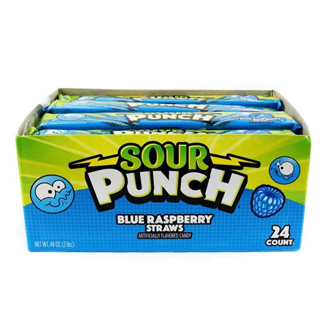 Sour Punch Blue Raspberry Straws 2Oz Tray 24 Pack