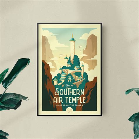 Southern Air Temple Retro Travel Poster Sylvan Design