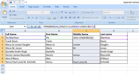 Split Names In Excel Separate First And Last Name Into Different Columns
