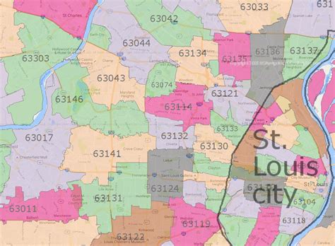 St Louis County Missouri Zip Codes By Map Sherpa
