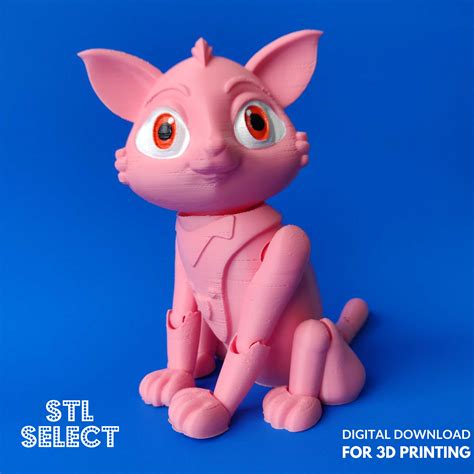 Stl File Cute Cat 3D Print Stl File Animal Articulated Flexi Model