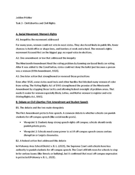 Student Speech Civil Rights And Liberties Student Speech Civil Rights And Liberties