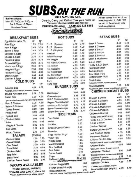 Subs On The Run Miami Menu Reviews 233 Photos 38 Restaurantji