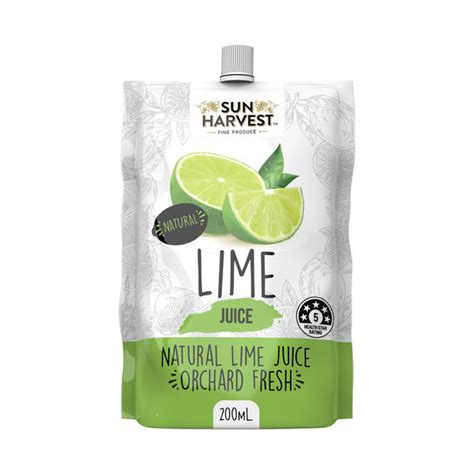 Sun Harvest Natural Orchard Fresh Lime Juice Pouch 200 Ml Delivery Near Me Doordash