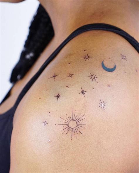 Sun Moon And Stars Tattoo Located On The Shoulder Artofit