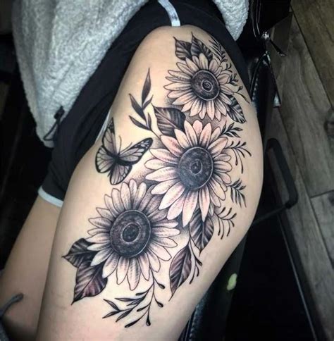 Sunflower Tattoo Thigh