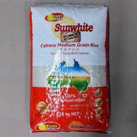 Sunwhite Calrose Medium Grain Rice 25Kg Bag