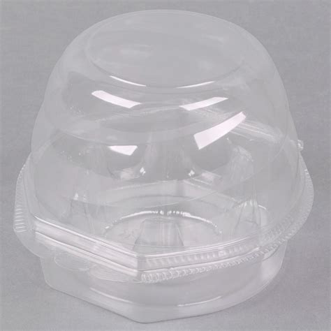 Swirl Dome 1 Compartment Hinged Clear Cupcake Container 270 Cs