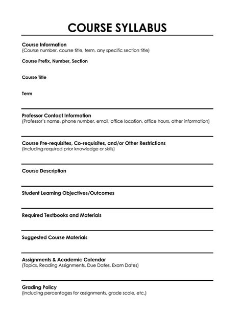 Master Your Course: Free Downloadable Syllabus Template