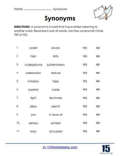 Synonyms Worksheets 15 Worksheets Com Synonyms Worksheets 15 Worksheets Com