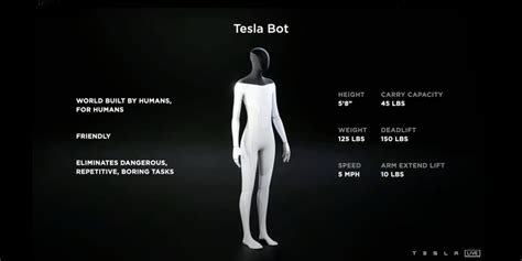 Tesla S First Humanoid Robot The Tesla Bot S Specifications