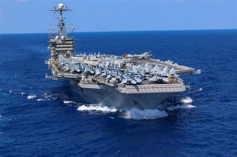 The Aircraft Carrier Uss Harry S Truman Cvn 75 In The Persian Gulf The Truman Strike Group And Carrier Air Wing 3 Are Conducting Close Air Support Intelligence Surveillance And Reconnaissance Missions
