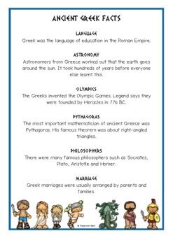 The Ancient Greeks Fun Facts Printables By Hannah Murphy Tpt