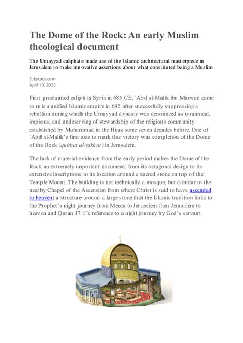 The Dome Of The Rock An Early Muslim Theological Document