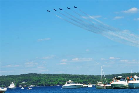 The Incomparable Us Navy Blue Angels Over West Grand Traverse Bay