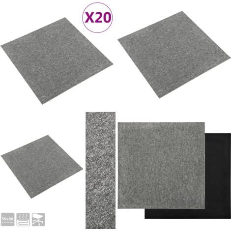 The Living Store Dalles De Tapis De Sol 20 Pcs 5 M 50X50 Cm Gris